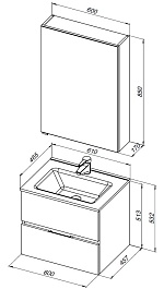 Aquanet Мебель для ванной Алвита New 60 2 ящика подвесная дуб веллингтон белый – фотография-15